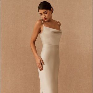 BHLDN Cali Satin Charmeuse Midi Dress